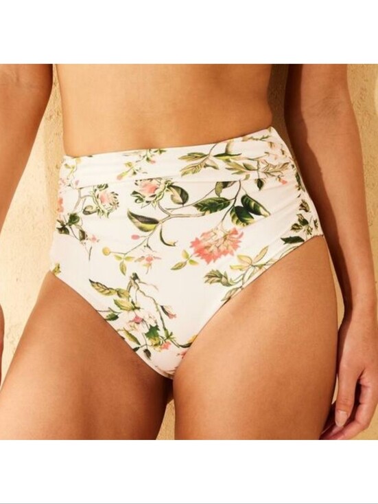 Shade & Shore Other - Shade & Shore Ivory Rose Garden Floral High Waist Bikini Bottom White L (12-14)